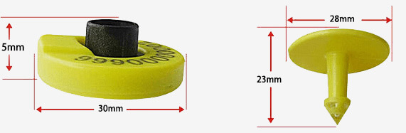 Ukuran Tag Telinga Hewan RFID