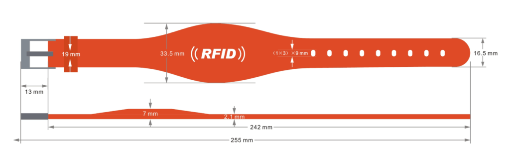rfid silicone wristband size